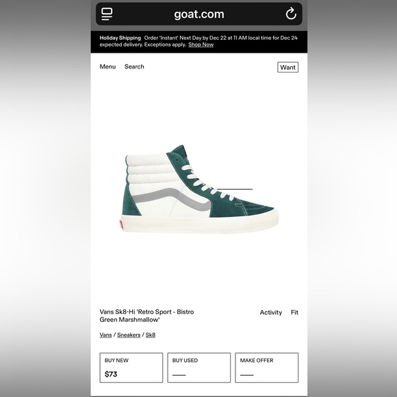 Vans Sk8-Hi 'Retro Sport - Bistro Green Marshmallow' - Picture 8 of 8